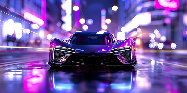 Vibrant futuristic supercar in a city at night stunning and futuristic Concept Futuristic Supercar Night Cityscape Vibrant Lighting Modern Technology Sleek Design