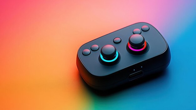 Photo a vibrant gaming controller with dual joysticks and led lighting perfect for immersive gameplay and modern gaming setups