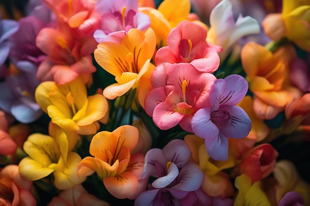 Photo a vibrant garden bursting with colorful blossoms showcasing the beauty of springtime flowers in full bloom