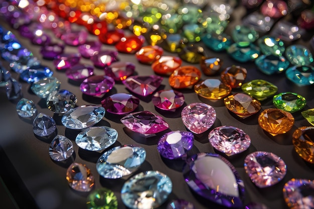 Photo vibrant gemstones row in luxurious and visually stunning display