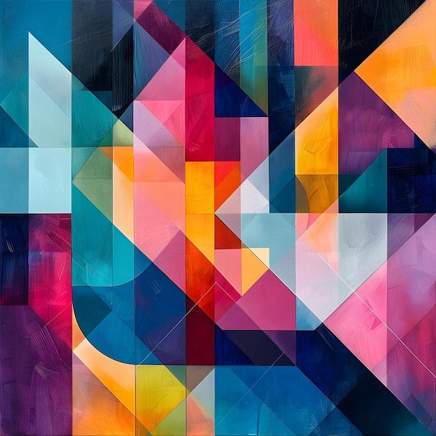 Vibrant Geometric Abstraction with Harmonious Color Palette