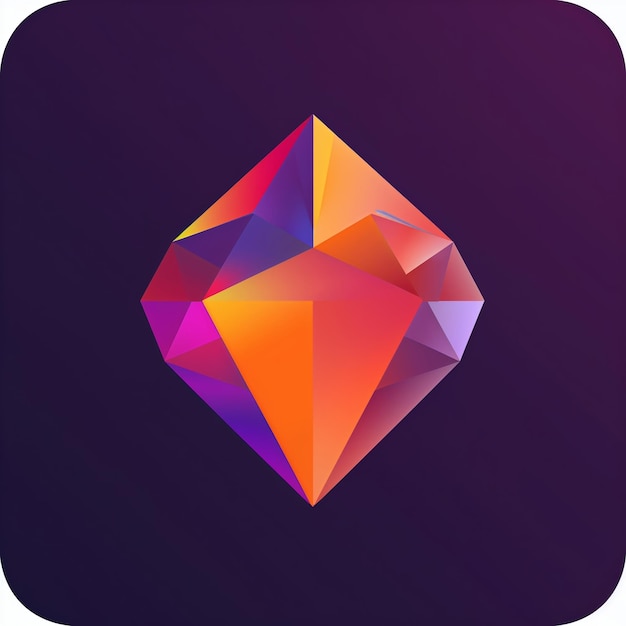 Vibrant Geometric Gemstone with a Colorful Gradient Design