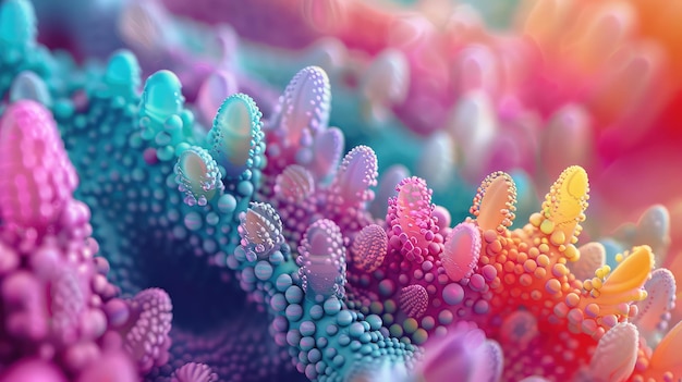 Vibrant Geometric Probiotics A Display of Intricate Textures and Soothing Colors in Microbiology