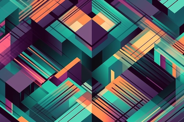 Vibrant Geometric Shapes in Abstract Background Generative AI