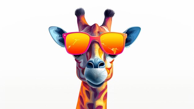 Vibrant Giraffe with Colorful Sunglasses