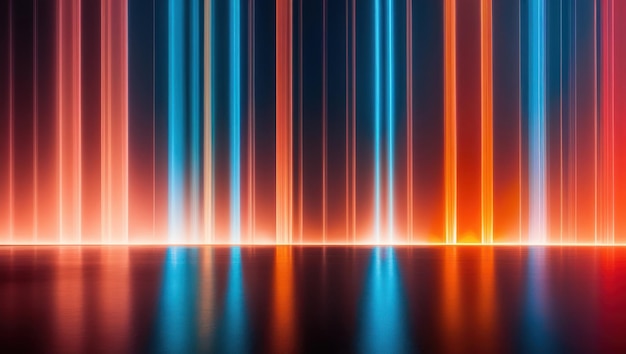 Vibrant glowing lines shift from deep blue to fiery orange creating dynamic energy