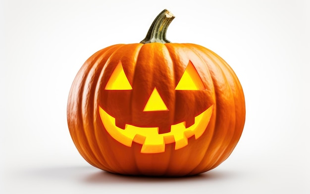 A Vibrant Glowing Pumpkin for Halloween Isolated on Transparent Background