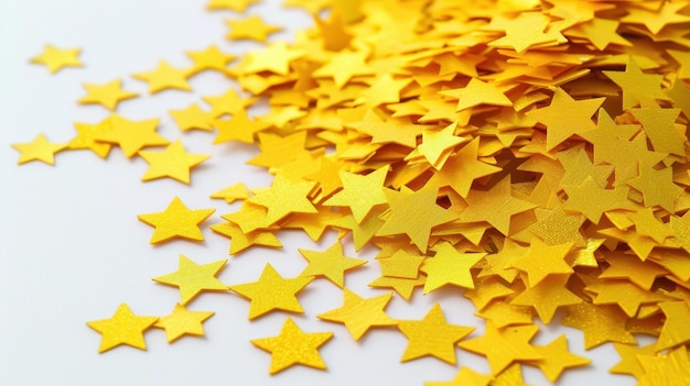 Photo vibrant gold stars on a crisp white background ideal for festive projects and celebrations