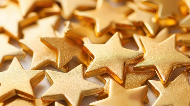 Photo vibrant gold stars on a crisp white background ideal for festive projects and celebrations