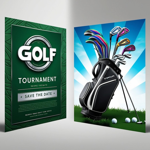 Photo vibrant golf tournament poster design mockup