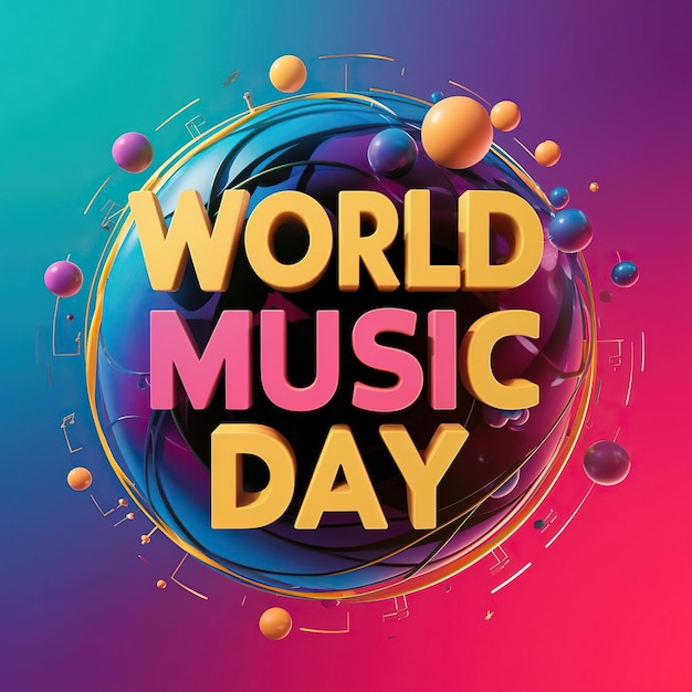 Photo vibrant gradient art for world music day ai generated