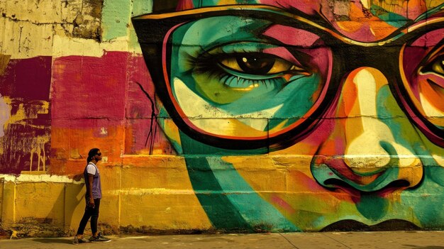 Photo vibrant graffiti art wallpaper