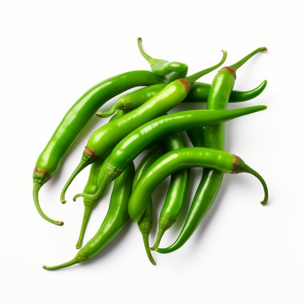 Vibrant Green Chillies On White Background Hd Image