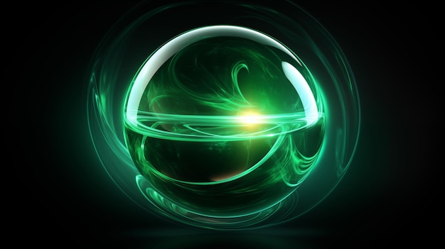 Photo a vibrant green energy orb emitting a bright mystical glow