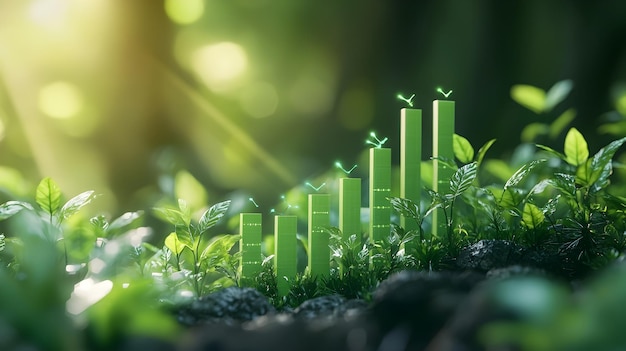 Vibrant Green Financial Report with Sustainable Growth Visualization