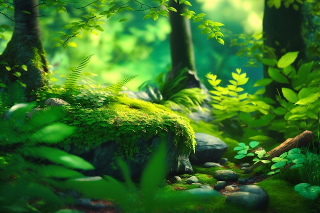 The vibrant green of the forest offers a visual respite from the hustle and bustle of everyday life