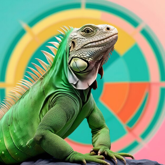 Vibrant Green Iguana in a Tropical Paradise