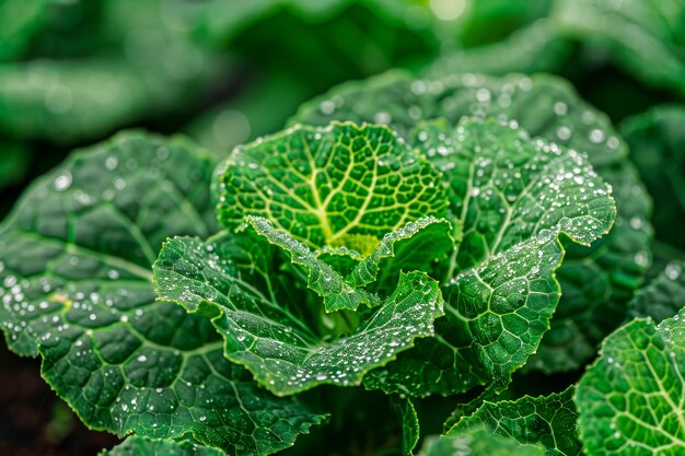 Vibrant green leaf detailed with fresh water droplets capturing the natural texture and veins of the leaf