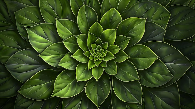 Vibrant green leaf pattern in a mesmerizing geometric arrangement