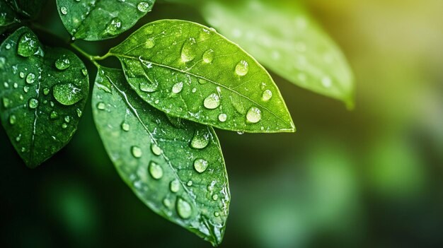 Vibrant Green Leaf with Delicate Water Droplets