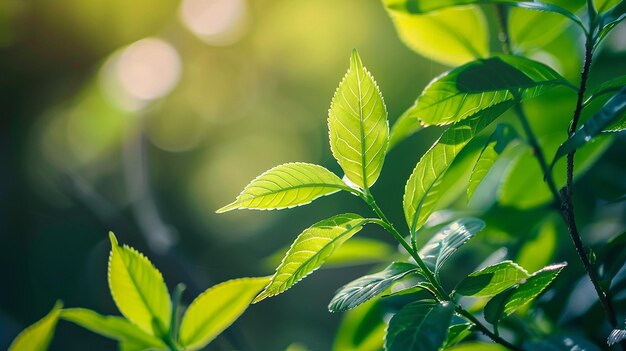 Vibrant green leaves in a garden