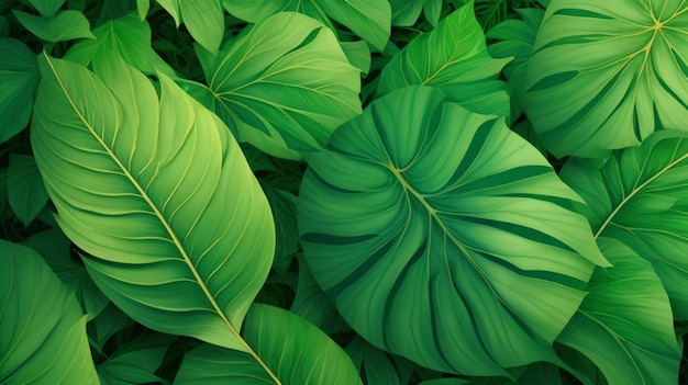 Vibrant Green Leaves in Graceful Motion