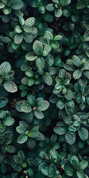 Vibrant Green Leaves with Water Droplets