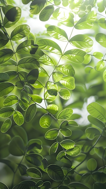 Vibrant Green Phyllanthus Leaves with Delicate Branching Structure and Medicinal Properties