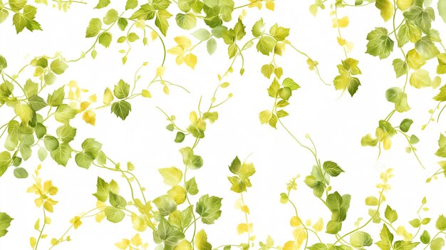 Photo vibrant green vines with delicate yellow flowers intricately illustrated create a lively and refresh