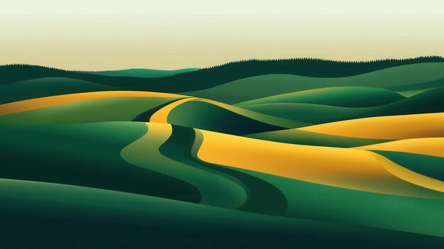 Photo vibrant green yellow abstract landscape illustration ecofriendly branding