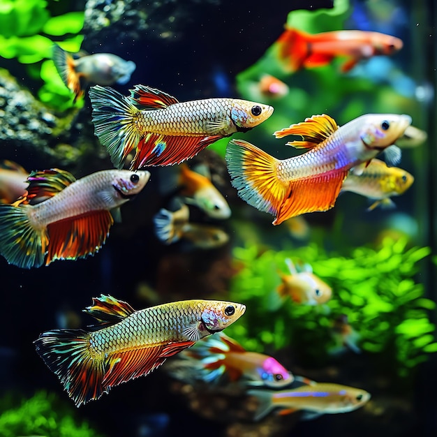 Vibrant Guppies Showcase A Colorful Aquarium Delight