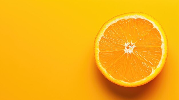 Vibrant halfcut orange on a bright yellow surface