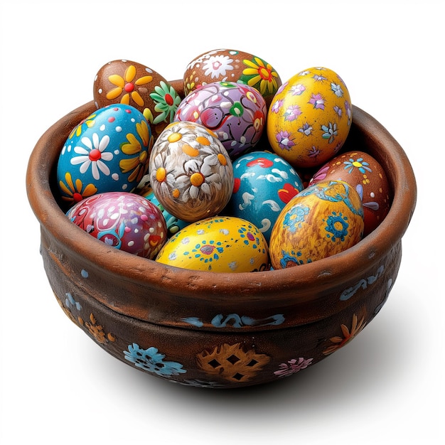 Vibrant Hand Painted Easter Eggs in Ornate Bowl Festive Spring Decor