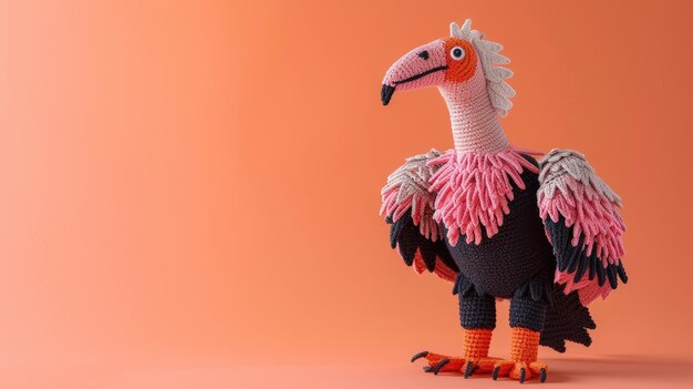 Photo vibrant handmade crochet vulture perfect for kids and decor