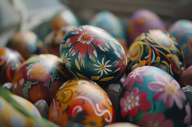 Photo vibrant handpainted easter eggs from poland