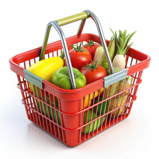 A Vibrant Harvest A Red Basket Overflowing With a Variety of Fresh Vegetables Generative AI