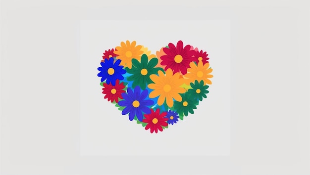 Photo a vibrant heart design with rainbow colors and floral accents