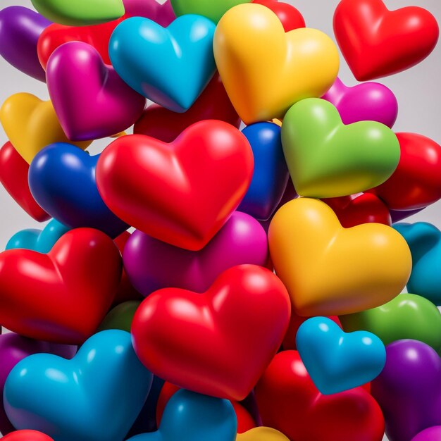 Photo vibrant heartshaped air balloon collection perfect for events and celebrations