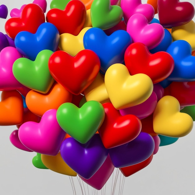 Photo vibrant heartshaped air balloon collection perfect for events and celebrations