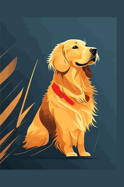 Photo vibrant and heartwarming golden retriever vector illustration beautifully isolated on a white back