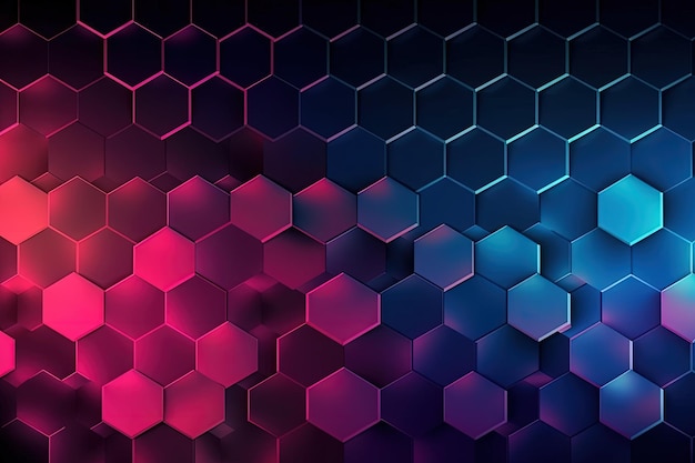 Vibrant hexagonal patterned background created with Generative AI technology