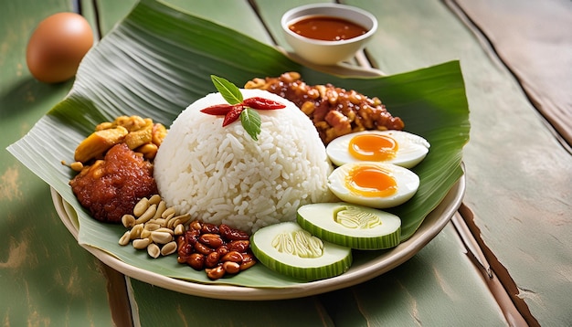 A vibrant highresolution image of Nasi Lemak Malaysias national dish