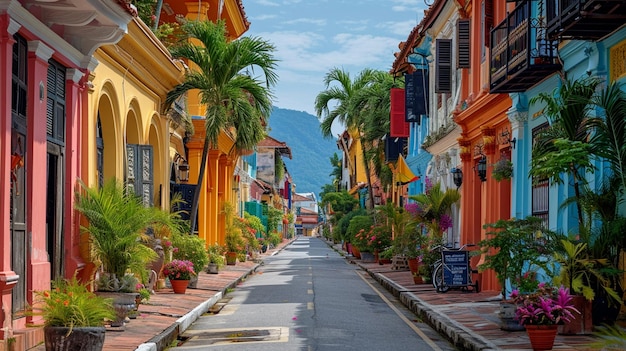 vibrant and historic streets of Georgetown Penang with street art and colonial architecture