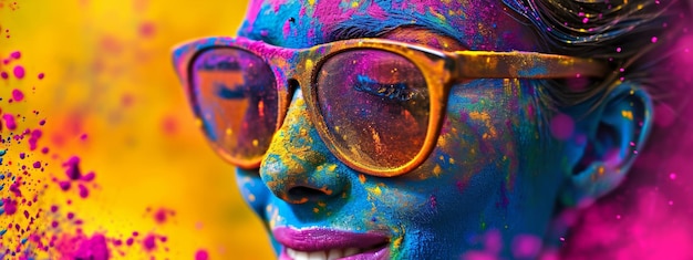 Vibrant Holi Festival Colors Explosion with Greetings