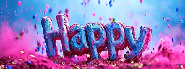 Vibrant Holi Festival Colors Explosion with Greetings