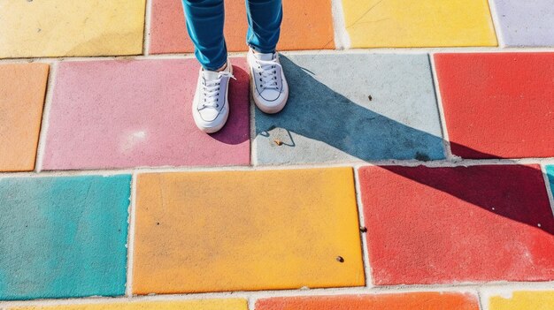 A vibrant hopscotch drawn on a kindergarten