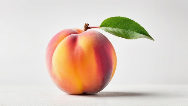 Vibrant Hues of Ripe Peach with Elegance A Single Leaf Narrative