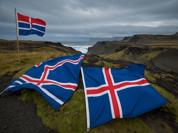 Photo vibrant iceland flag collection