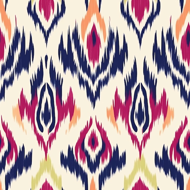 Vibrant Ikat Print On Beige Background Eyecatching Multilayered Surfaces