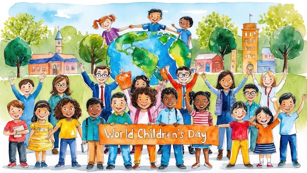 A vibrant illustration celebrating children39s activism and World Children39s Day